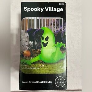Spooky Village Inflatable Green Ghost Crawler. 4 FT Tall. Indoor Outdoor Use NWT